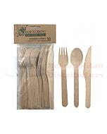 30 PACK ALPEN WOODEN CUTLERY SET NATURAL