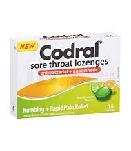 16 PACK CODRAL LOZENGES LIME LEMON MEDICATED