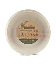 18CM 10 PACK ALPEN SUGARCANE LUNCH PLATE NATURAL