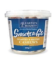 100G EARTH'S BOUNTY SNACKS TO GO ROASTED & SALTED CASHEWS